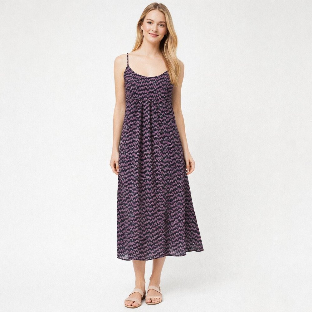 ZARA Sheer Geometric Print Maxi Sundress A-Line Spaghetti Strap XS #A1291
